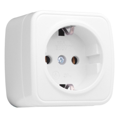 Розетка 1-местная ОП 16A с заземлением EKF Basic Минск Белый EKF Минск EGR16-028-10