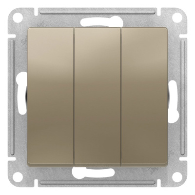 Выключатель 3-клавишный сх.1+1+1 10AX механизм Schneider Electric AtlasDesign Шампань Systeme Electric AtlasDesign ATN000531