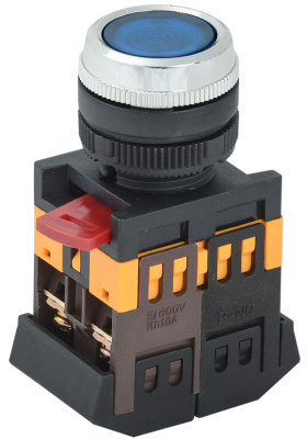 Кнопка ABLFS-22 синий d22мм неон/240В 1з+1P IEK IEK  BBT30-ABLFS-K07
