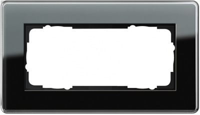 Рамка 2-постовая без перегородки Gira Esprit Glass C Черное стекло Gira Esprit 1002505Gira