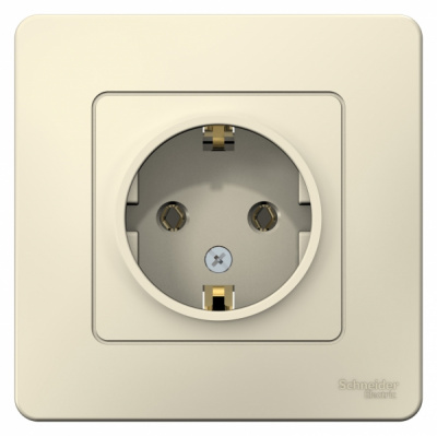 Розетка с заземлением без шторок скрытой установки 16A 250В Systeme Electric Blanca Молочный Systeme Electric Blanca BLNRS001012