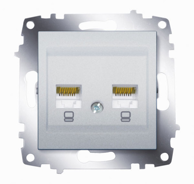 Розетка компьютерная RJ45 cat 6 двойная ABB Cosmo Алюминий ABB Cosmo 619-011000-248