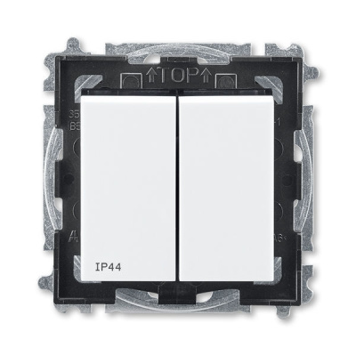 Выключатель двухклавишный IP44 белый / дымчатый чёрный ABB Levit ABB Levit 2CHH595940A4062