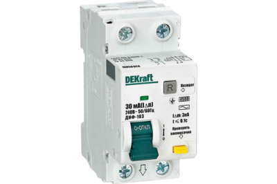 Дифференциальный автомат 1Р+N 16А 30mA тип AC (C) 4.5кА DEKraft ДИФ-103 DEKraft ДИФ-103 16052DEK
