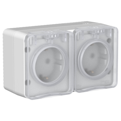 О/У Розетка двойная с з/к со шторками 16А AtlasDesign Profi54 Серый Systeme Electric AtlasDesign Profi54 ATN543026