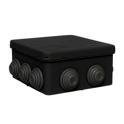 Коробка распаячная КМР-030-014 с крышкой  (100х100х50), 8 мембр. вводов чёрная IP54 EKF EKF  plc-kmr-030-014-b