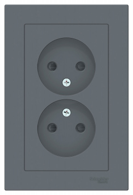 Розетка двойная без заземления со шторками 16A в сборе Schneider Electric AtlasDesign Грифель Systeme Electric AtlasDesign ATN000722