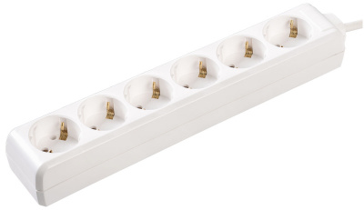 Удлинитель без выключателя 2P+РЕ, 6 розеток, шнур 5м, 16A/250V IEK У06 IEK У WYP10-16-06-05-Z-N