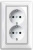 Розетка 2-ая с заземлением моноблок, с защитными шторками ABB Basic55 Белый ABB Basic 55 2CKA002021A0378