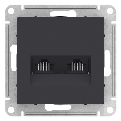 Розетка двойная компьютерная RJ45+RJ45 кат.5E механизм Schneider Electric AtlasDesign Карбон Systeme Electric AtlasDesign ATN001085