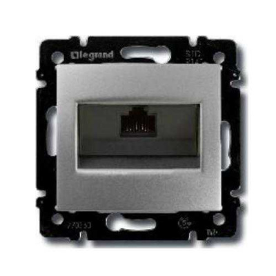 Розетка информационная 1-ая RJ45 кат.6 UTP на захватах Legrand Valena Алюминий Legrand Valena 770246