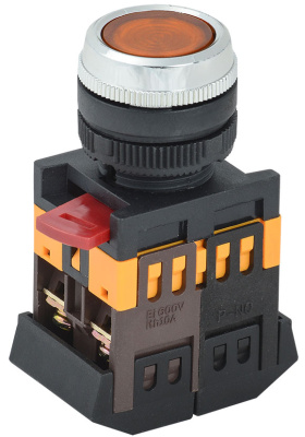 Кнопка ABLFS-22 желтый d22мм неон/240В 1з+1P IEK IEK  BBT30-ABLFS-K05