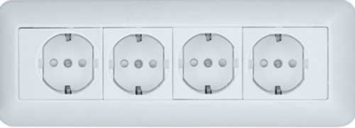 Розетка 4-ая с заземлением с з/ш 16A монтаж. плата накладная в сборе (опт) Wessen Прима Белый Wessen Wessen Прима RA16-411M-B