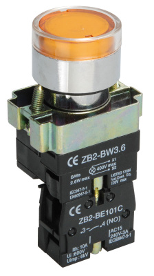 Кнопка управления LAY5-BW3561 с подсветкой желтый 1з IEK IEK  BBT50-BW-K05