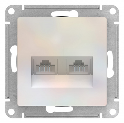 Розетка двойная компьютерная RJ45+RJ45 кат.5E механизм Schneider Electric AtlasDesign Жемчуг Systeme Electric AtlasDesign ATN000485