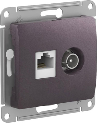 Розетка двойная ТВ + компьютерная RJ45 кат.5Е механизм Systeme Electric Glossa Сиреневый туман Systeme Electric Glossa GSL001489