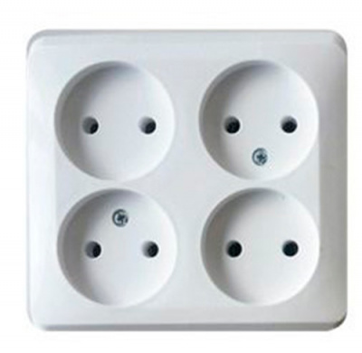 Этюд о/у 4-местная Розетка без заземления без шторок 16А 250B, белый, россия SE Systeme Electric Этюд PA16-205B