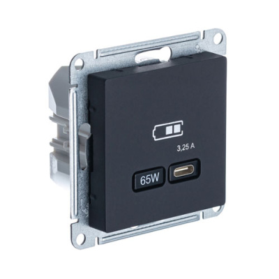 Розетка USB тип-C 65W высокоскор.заряд. QC PD механизм Schneider Electric AtlasDesign Карбон Systeme Electric AtlasDesign ATN001027
