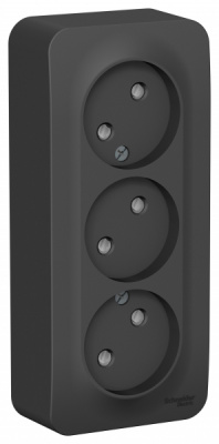 Розетка 3-я без заземления со шторками накладного монтажа с изолирующей пластиной 16A 250В Systeme Electric Blanca Антрацит Systeme Electric Blanca BLNRA001316
