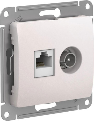 Розетка двойная ТВ + компьютерная RJ45 кат. 5Е механизм Systeme Electric Glossa Перламутр Systeme Electric Glossa GSL000689