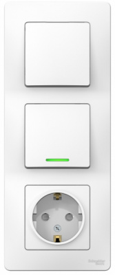 Блок: Розетка з/к шт 16A 250В + выкл 1-кл. с подсветкой + выкл 1-кл. скрытой установки Systeme Electric Blanca Белый Systeme Electric Blanca BLNBS101111