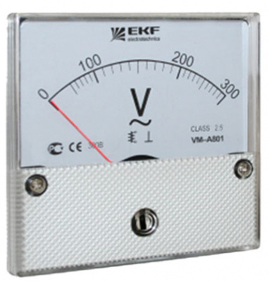 Вольтметр аналоговый на панель 80х80 круглый вырез 300В прямое подкл. EKF PROxima VM-A801 EKF  vma-801-300