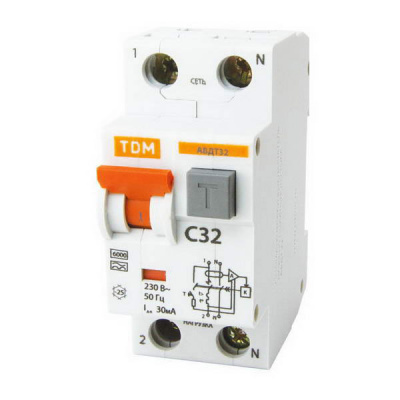 Дифференциальный автомат 1P+N 32A (C) 6kA тип A 30mA TDM АВДТ32 TDM ELECTRIC  SQ0202-0032