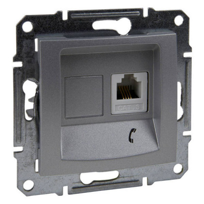 Розетка телефонная 1-ая RJ11 Schneider Electric Sedna Алюминий Schneider Electric Sedna SDN4101160