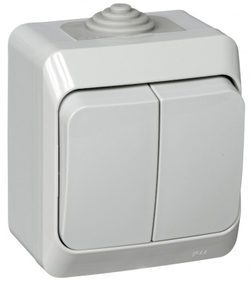 Выключатель 2-клавишный накладного монтажа IP44 SE Этюд Серый Systeme Electric Этюд BA10-042C