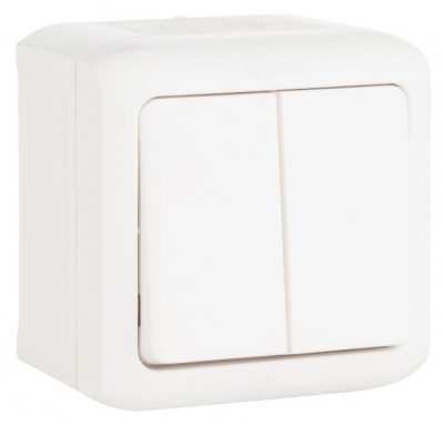 Выключатель 2-клавишный 10A IP44 Legrand Quteo Белый Legrand Quteo 782302