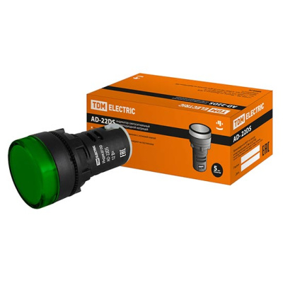 Лампа сигнальная LED матрица 22мм 12V ACDC зеленый TDM AD-22DS TDM ELECTRIC AD-22DS SQ0702-0018