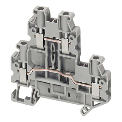 Клеммник винтовой проходной 4мм.кв 2входа/2выхода серый Schneider Electric Schneider Electric  NSYTRV44D