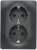 Розетка двойная с заземлением 16A в сборе Systeme Electric Glossa Антрацит Systeme Electric Glossa GSL000724