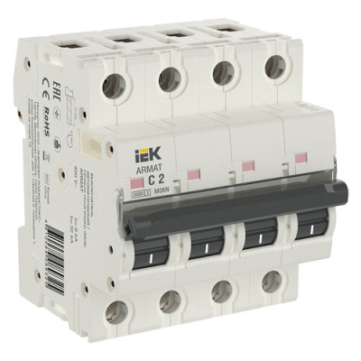 Автоматический выключатель 4P 2А (С) 6kA IEK M06N ARMAT IEK M06N ARMAT  AR-M06N-4-C002