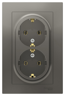 Розетка двойная с заземлением 16A в сборе Schneider Electric AtlasDesign Сталь Systeme Electric AtlasDesign ATN000924
