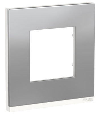 Рамка 1-постовая горизонтальная Schneider Electric Unica New Pure Алюминий матовый/Белый Schneider Electric Unica New Pure NU600280
