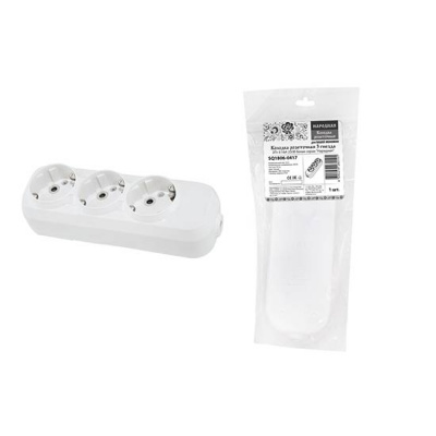 Колодка розеточная 3 гнезда с заземлением 16A 250V IP20 белая TDM "Народная" TDM ELECTRIC  SQ1806-0417