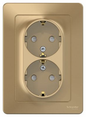 Розетка двойная с заземлением со шторками скрытой установки 16A 250В Systeme Electric Blanca Титан Systeme Electric Blanca BLNRS001124