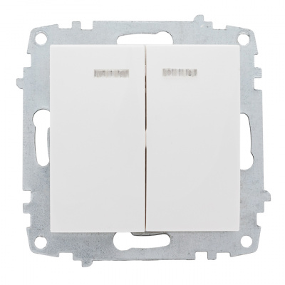 Механизм выключателя 2-клавишный с индикатором 10А без рамки EKF PROxima Милан Белый EKF Милан EMV10-123-10