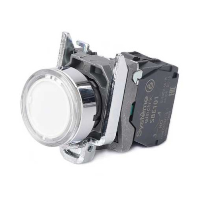 Systeme Electric Кнопка SB4 с подсвет в сборе модуль 22мм белая металл 230-240ВAC 1НО Systeme Electric  SB4BW31M1