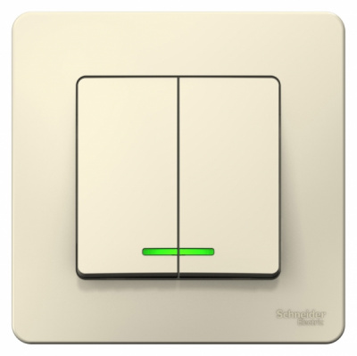 Выключатель 2-клавишный скрытой установки с подсветкой 6A 250В Systeme Electric Blanca Молочный Systeme Electric Blanca BLNVS006512