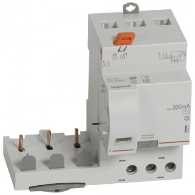Дифференциальный блок DX3 - тип AC - 300 мА - 3П - 400 В~ - 40 А - 3 модуля Legrand Legrand  410474