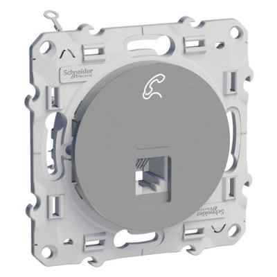 Розетка телефонная RJ12 6 контактов Schneider Electric Odace Алюминий Schneider Electric Odace S53R497