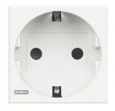 Розетка с заземлением с защитными шторками безвинтовой зажим 2 мод Bticino Axolute Белый Bticino Axolute HD4141W