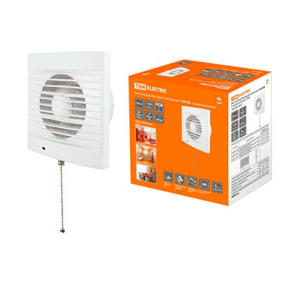 Вентилятор бытовой настенный с выключателем 118мм 20W 150м3/ч 45Дб IP34 белый TDM 120 СВ TDM ELECTRIC  SQ1807-0017