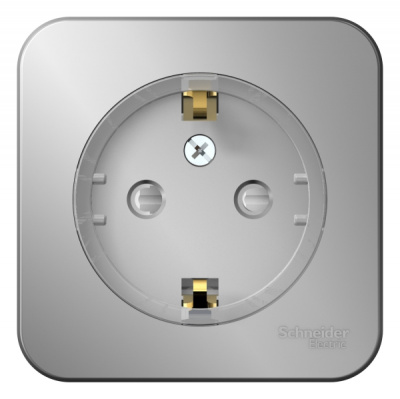 Розетка с заземлением со шторками накладного монтажа с изолирующей пластиной 16A 250В Systeme Electric Blanca Алюминий Systeme Electric Blanca BLNRA111113