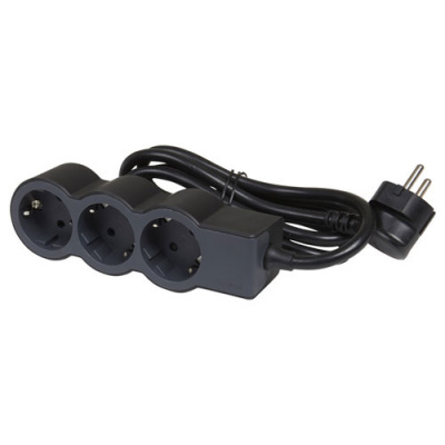 Удлинитель с заземлением 3 розетки с кабелем 1,5 м Legrand Черный Legrand  694550