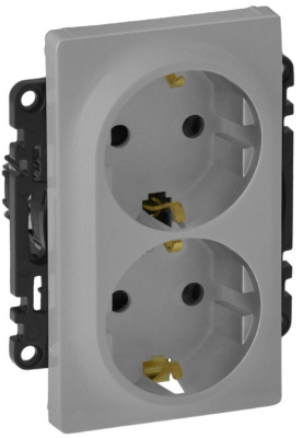 Розетка с заземлением 2-ая немецкий стандарт безвинт.зажим Legrand Valena Life Алюминий Legrand Valena Life 753327