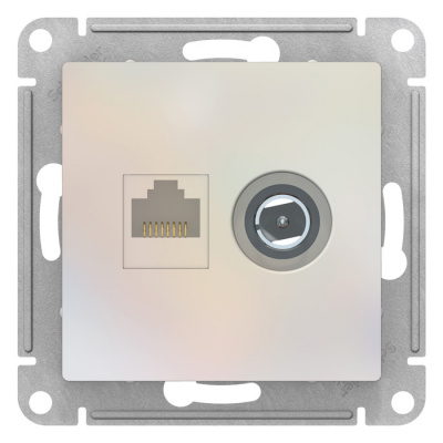 Розетка двойная комп+TV RJ45+TV кат.5E механизм Schneider Electric AtlasDesign Жемчуг Systeme Electric AtlasDesign ATN000489