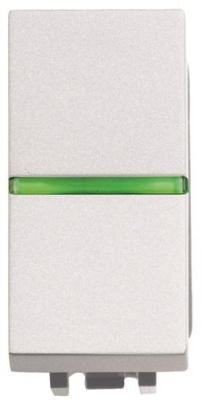 Переключатель 1-клавишный с индикацией 1 мод ABB NIE Zenit Белый N2102.5 BL ABB Zenit 2CLA210250N1101